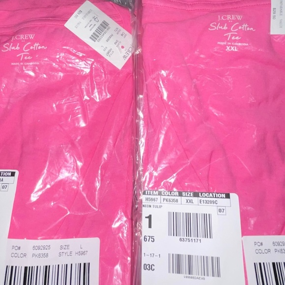 J. CREW V-Neck Tee Vintage Cotton Neon Tulip Short Sleeve T-Shirt - Picture 5 of 10